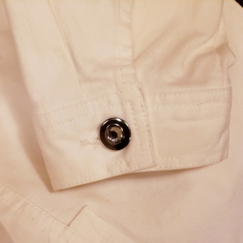 D&Co - Stretch Twill Jean Jacket with Bling Buttons - White - XL - EUC - Picture 10 of 14